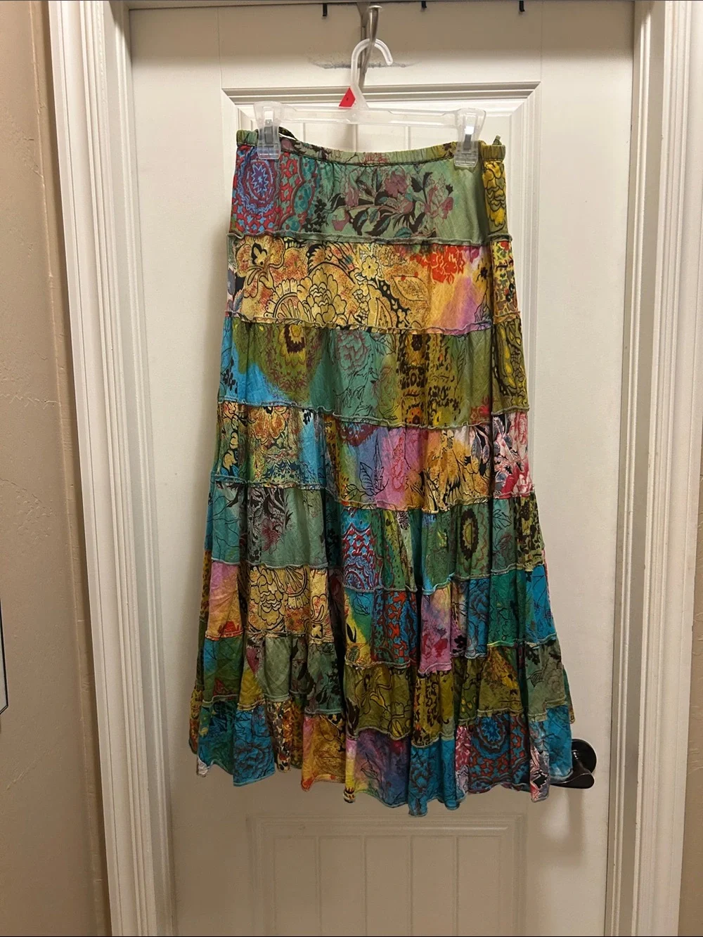 Bila Patchwork M Tiered Maxi Skirt — Green, Blue, Pink, Yellow - Picture 5 of 5